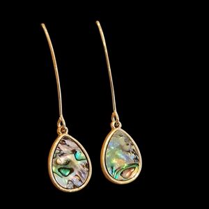 NWT - Gold Abalone Drop Hook Earrings
